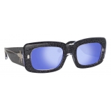 The Attico - The Attico Marfa Rectangular Sunglasses in Glitter and Blue - Sunglasses - Official