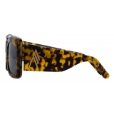 The Attico - The Attico Marfa Rectangular Sunglasses in Tortoiseshell and Green - Sunglasses - Official