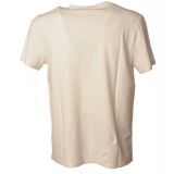 Dondup - Short-Sleeved T-shirt with Metal Logo on One Side - Cream White - T-shirt - Luxury Exclusive Collection