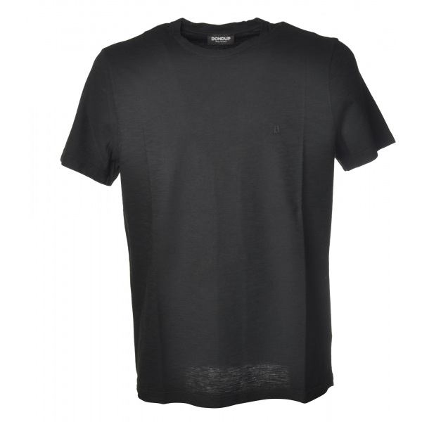 Dondup - T-shirt a Manica Corta con Logo sul Lato - Nero - T-shirt - Luxury Exclusive Collection
