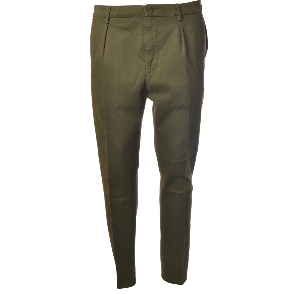 Dondup - Pantalone Tyler con Tasche a Filo sul Retro - Khaki - Pantalone - Luxury Exclusive Collection