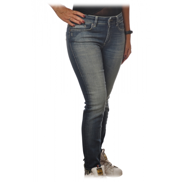 Dondup - Jeans a Vita Alta Modello Monroe - Blu Slavato - Pantalone - Luxury Exclusive Collection