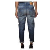 Dondup - Koons Trousers Made of Washed Canvas - Blue Denim - Trousers - Luxury Exclusive Collection