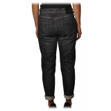 Dondup - Regular-Waist Zoe Trousers with Covered Buttons - Black - Trousers - Luxury Exclusive Collection