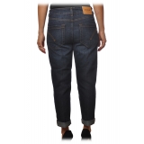 Dondup - Regular-Waist Zoe Trousers with Covered Buttons - Dark Blue - Trousers - Luxury Exclusive Collection
