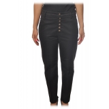 Dondup - Nima Trousers with Metal Closure Buttons - Black - Trousers - Luxury Exclusive Collection