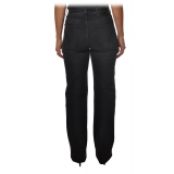 Dondup - Mabel Trousers Made of Washed Denim Canvas - Black - Trousers - Luxury Exclusive Collection