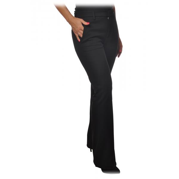 Dondup - Pantalone Modello Amelie in Tessuto Elasticizzato - Nero - Pantalone - Luxury Exclusive Collection