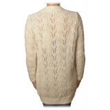 Dondup - Open Cardigan With Four Buttons  - Cream - Knitwear - Luxury Exclusive Collection
