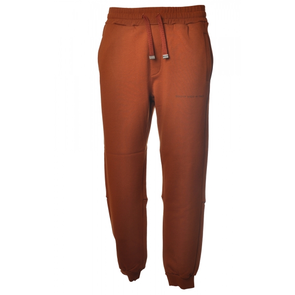 Dondup - Sporty Model with Logo in Contrasting Color - Brick - Trousers - Luxury Exclusive Collection