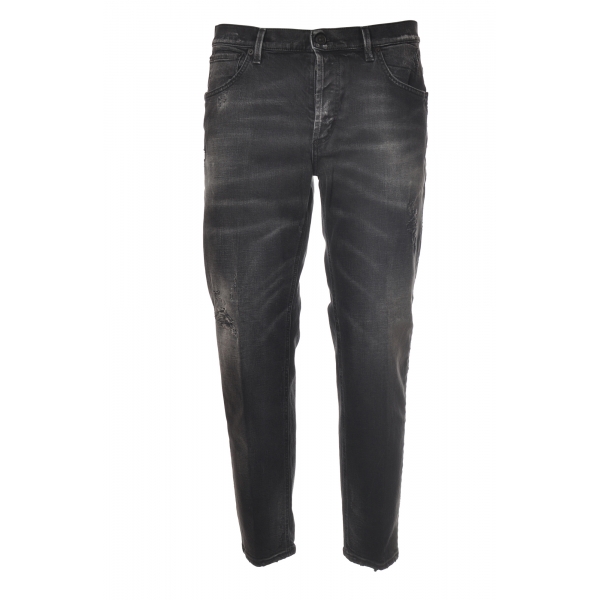 Dondup - Jeans a Cavallo Basso Modello Brighton in Denim - Nero - Pantalone - Luxury Exclusive Collection