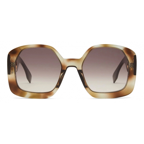 Fendi - O'Lock - Square Sunglasses - Transparent Havana - Sunglasses - Fendi Eyewear