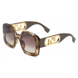 Fendi - O'Lock - Square Sunglasses - Transparent Havana - Sunglasses - Fendi Eyewear