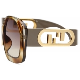 Fendi - O'Lock - Occhiali da Sole Quadrati - Havana Trasparente - Occhiali da Sole - Fendi Eyewear