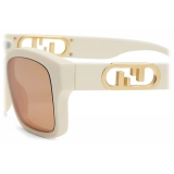 Fendi - O'Lock - Occhiali da Sole Rettangolare - Bianco - Occhiali da Sole - Fendi Eyewear