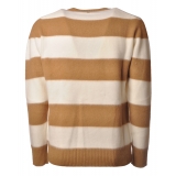 Dondup - Long-Sleeved Pullover Made in Stripped Pattern  - Beige/Cream - Knitwear - Luxury Exclusive Collection