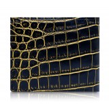 Ammoment - Nile Crocodile in Crack Black and Gold - Leather Bifold Wallet