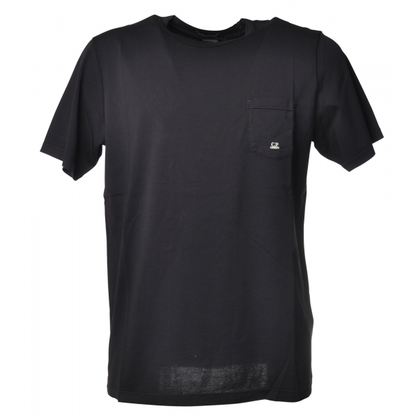C.P. Company - T-Shirt in Cotone e Con Taschino - Blu - T-Shirt - Luxury Exclusive Collection