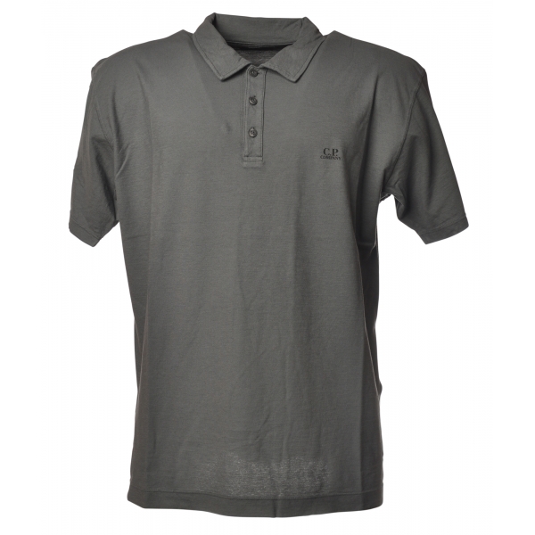 C.P. Company - Polo Shirt With Central Buttons  - Grey - Sweater - Luxury Exclusive Collection