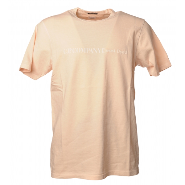 C.P. Company - T-Shirt in Cotone con Stampa Scritta - Rosa - T-Shirt - Luxury Exclusive Collection