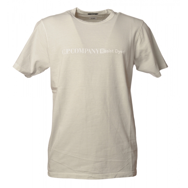 C.P. Company - T-Shirt in Cotone con Stampa Scritta - Grigio - T-Shirt - Luxury Exclusive Collection