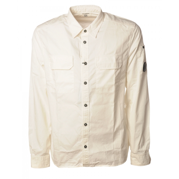 C.P. Company - Sports Shirt with Pockets And Logo - White - Shirts - Luxury Exclusive Collection