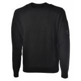 C.P. Company - Crewneck Stitched Details - Black - Sweater - Luxury Exclusive Collection