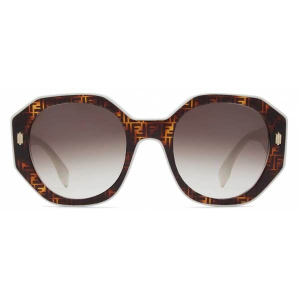 Fendi - Fendi Bold - Hexagonal Sunglasses - Havana White - Sunglasses - Fendi Eyewear
