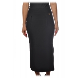 Twinset - Longuette Skirt in Elastic Knit - Black - Skirt - Made in Italy - Luxury Exclusive Collection
