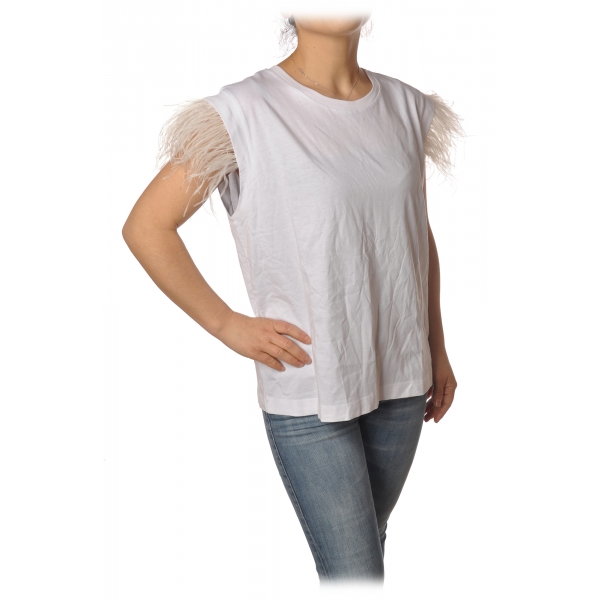 Twinset - T-Shirt With Ostrich Pattern - White - T-shirt - Made in Italy - Luxury Exclusive Collection