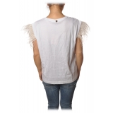 Twinset - T-shirt Con Fantasia Struzzo - Bianco - T-shirt - Made in Italy - Luxury Exclusive Collection