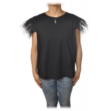 Twinset - T-shirt Con Fantasia Struzzo - Nero - T-shirt - Made in Italy - Luxury Exclusive Collection