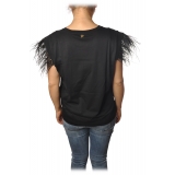 Twinset - T-shirt Con Fantasia Struzzo - Nero - T-shirt - Made in Italy - Luxury Exclusive Collection