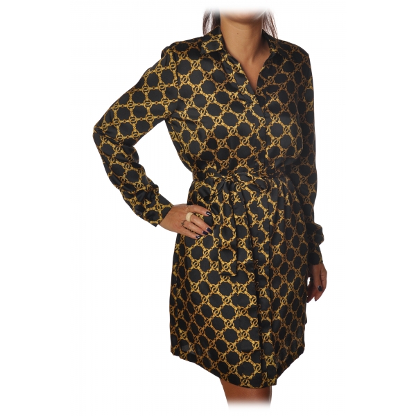 Twinset - Dress in Gold Pattern - Black/Gold - Dress - Made in Italy - Luxury Exclusive Collection