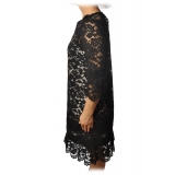 Twinset - Crewneck Dress in Lace - Black - Dress - Made in Italy - Luxury Exclusive Collection