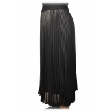 Twinset - Skirt Made of Plated Effect Fabric - Black - Skirt - Made in Italy - Luxury Exclusive Collection