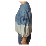 Twinset - Shirt with Kimono Sleeves - White/Blu - Shirt - Made in Italy - Luxury Exclusive Collection