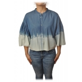 Twinset - Shirt with Kimono Sleeves - White/Blu - Shirt - Made in Italy - Luxury Exclusive Collection