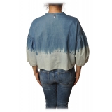 Twinset - Camicia con Manica Kimono - Bianco/Blu - Camicia - Made in Italy - Luxury Exclusive Collection