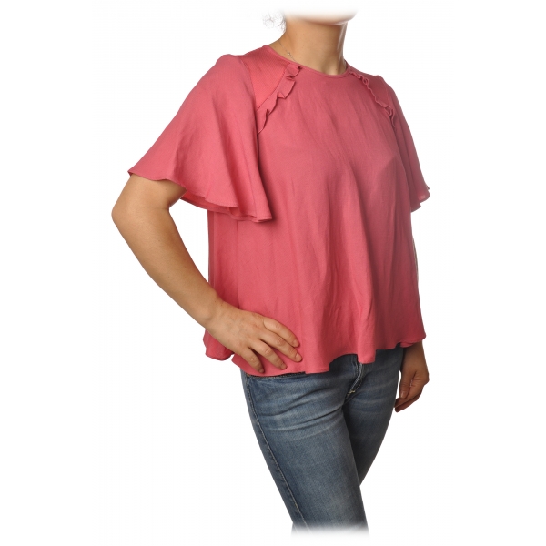 Twinset - Blouse With Trapeze Fit - Pink - T-shirt - Made in Italy - Luxury Exclusive Collection
