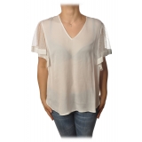 Twinset - Blusa a Manica Corta - Bianco - T-shirt - Made in Italy - Luxury Exclusive Collection