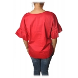 Twinset - Blusa a Manica Corta - Rosso - T-shirt - Made in Italy - Luxury Exclusive Collection