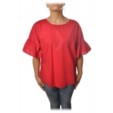 Twinset - Blusa a Manica Corta - Rosso - T-shirt - Made in Italy - Luxury Exclusive Collection