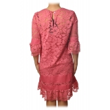 Twinset - Crewneck Dress in Lace - Pink - Dress - Made in Italy - Luxury Exclusive Collection