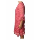 Twinset - Crewneck Dress in Lace - Pink - Dress - Made in Italy - Luxury Exclusive Collection