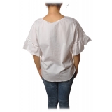 Twinset - Crew-neck Shirt With Frill - White - T-shirt - Made in Italy - Luxury Exclusive Collection