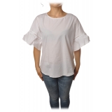 Twinset - Blusa a Manica Corta - Bianco - T-shirt - Made in Italy - Luxury Exclusive Collection