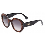 Fendi - Fendi Bold - Occhiali da Sole Esagonale - Havana Nero - Occhiali da Sole - Fendi Eyewear