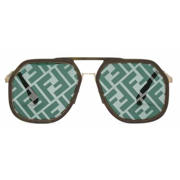 Fendi - Fendi Light - Occhiali da Sole Squadrati - Havana Verde - Occhiali da Sole - Fendi Eyewear