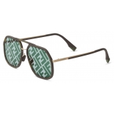 Fendi - Fendi Light - Occhiali da Sole Squadrati - Havana Verde - Occhiali da Sole - Fendi Eyewear